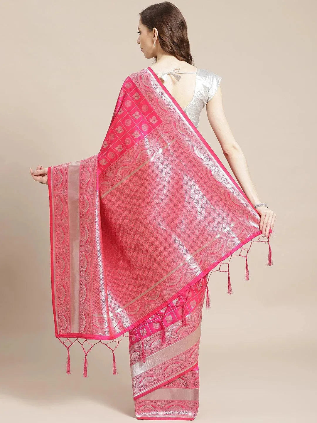 

Magenta Woven Design Brocade Saree