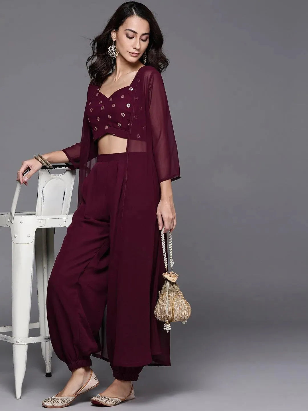 

Buy Maroon Embroidered Georgette Clothing Set - 20101O-XS | Libas Ethnic Wear Online