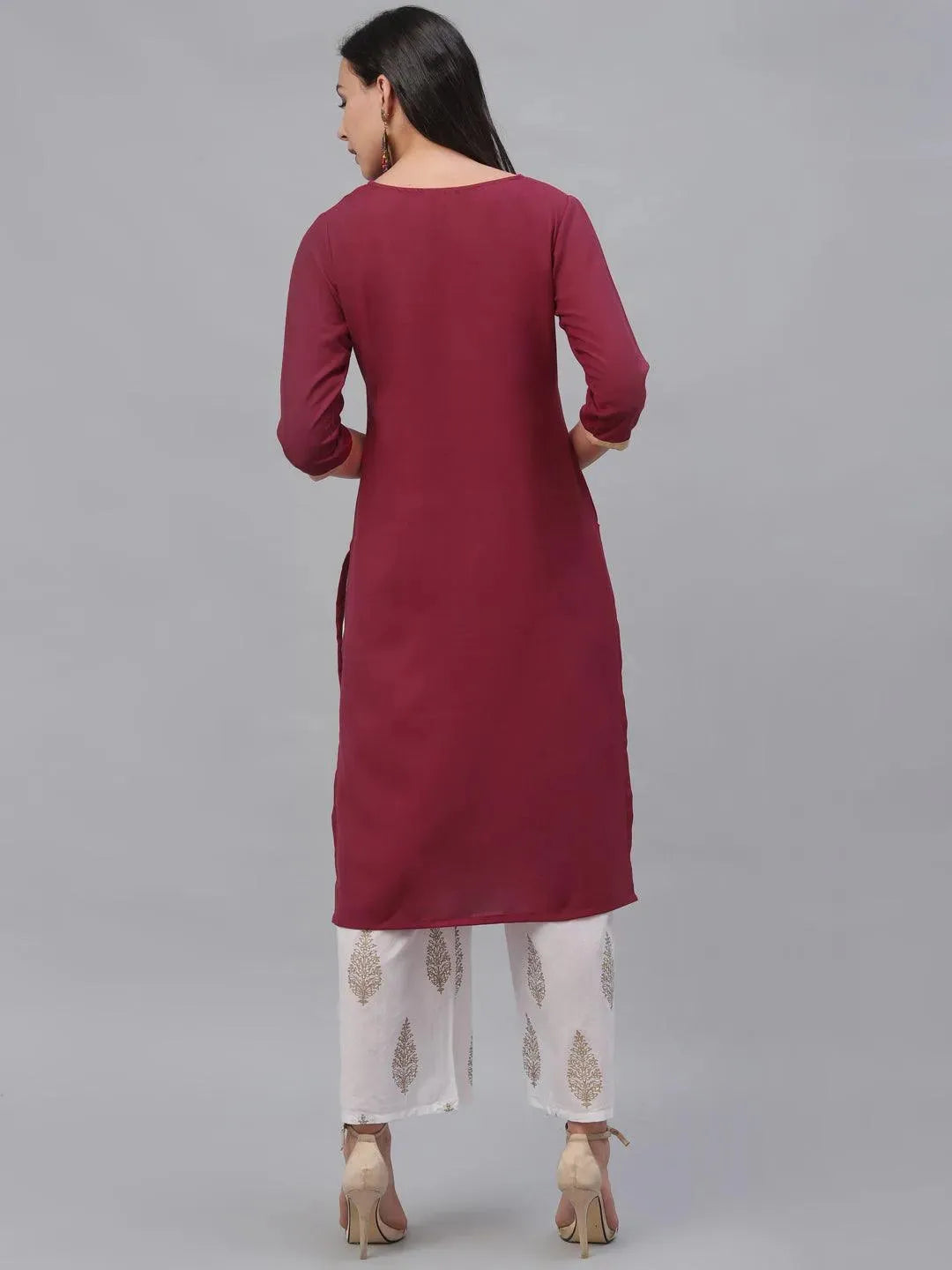 

Buy Maroon Embroidered Rayon Kurta - 9197F-XS | Libas Ethnic Wear Online