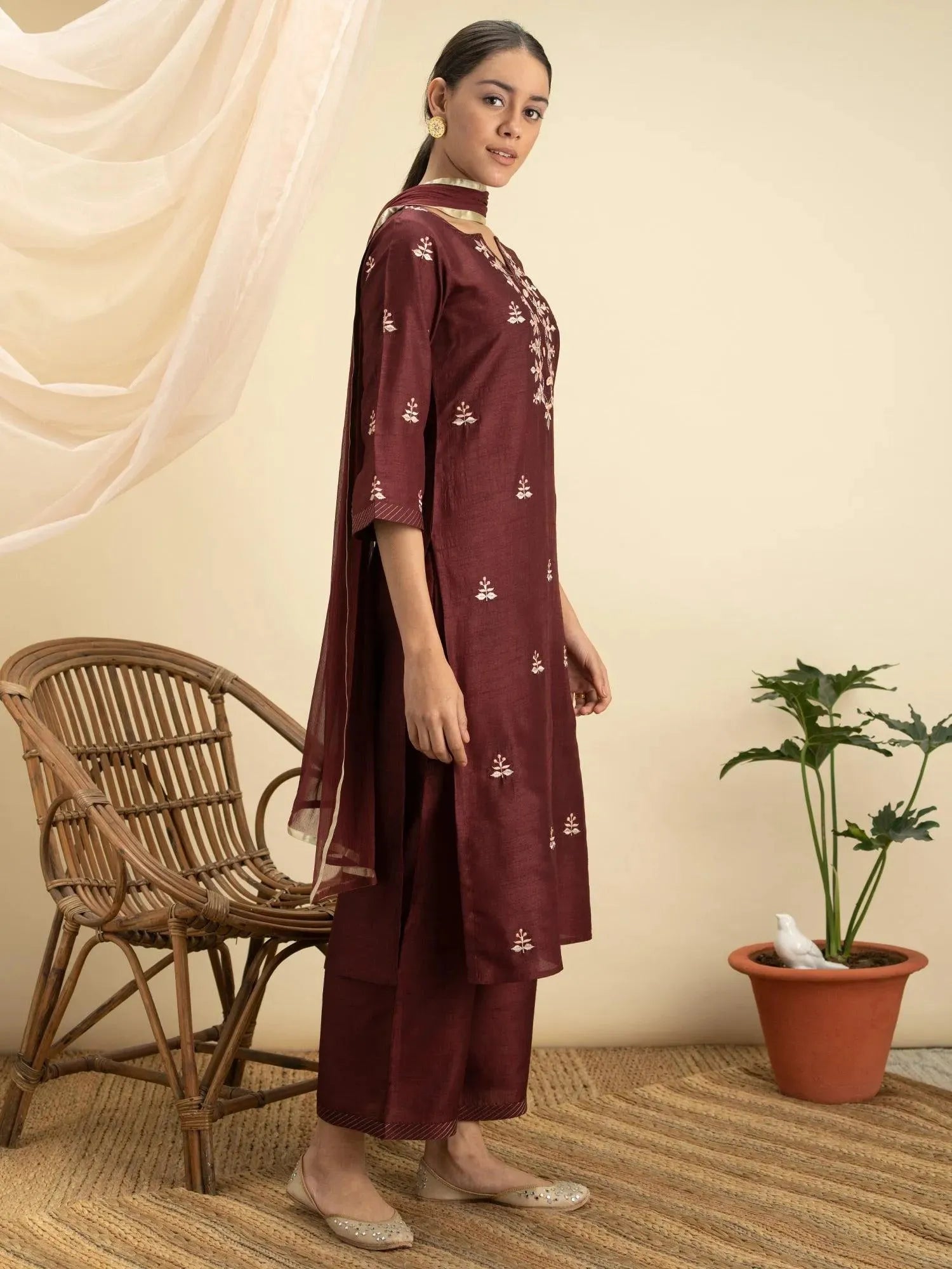 

Buy Maroon Embroidered Silk Suit Set - 20027O- | Libas Ethnic Wear Online