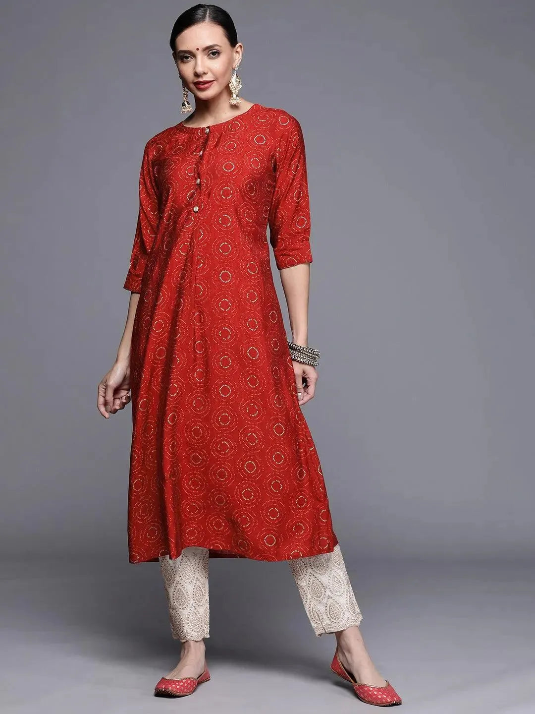 

Buy Maroon Printed Chanderi Silk Kurta - 22087O- | Libas Ethnic Wear Online