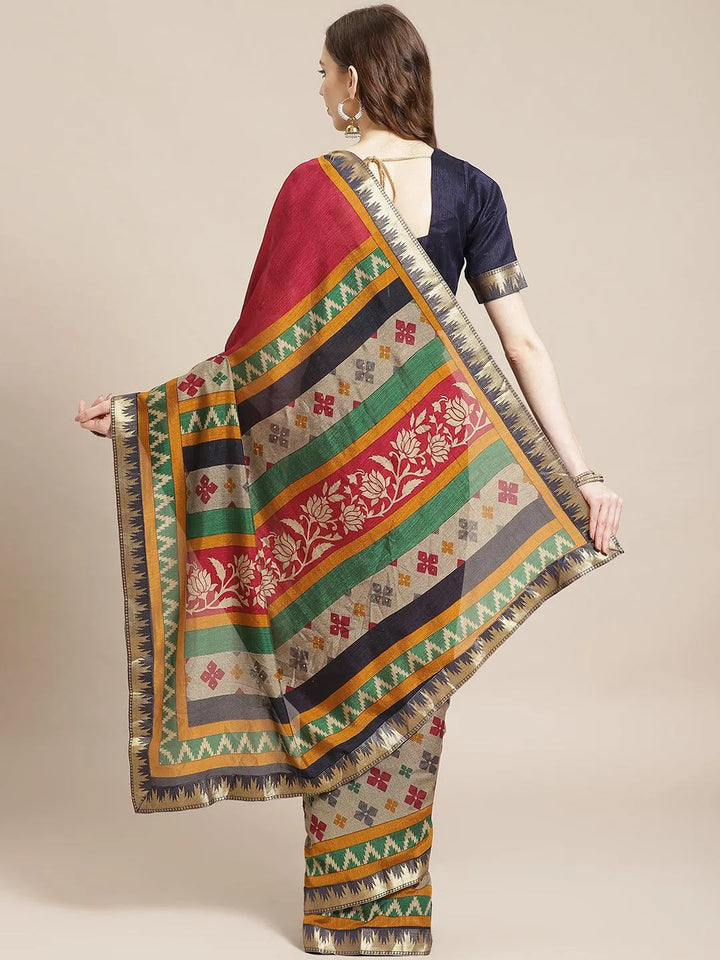 Maroon Printed Chiffon Saree - Libas