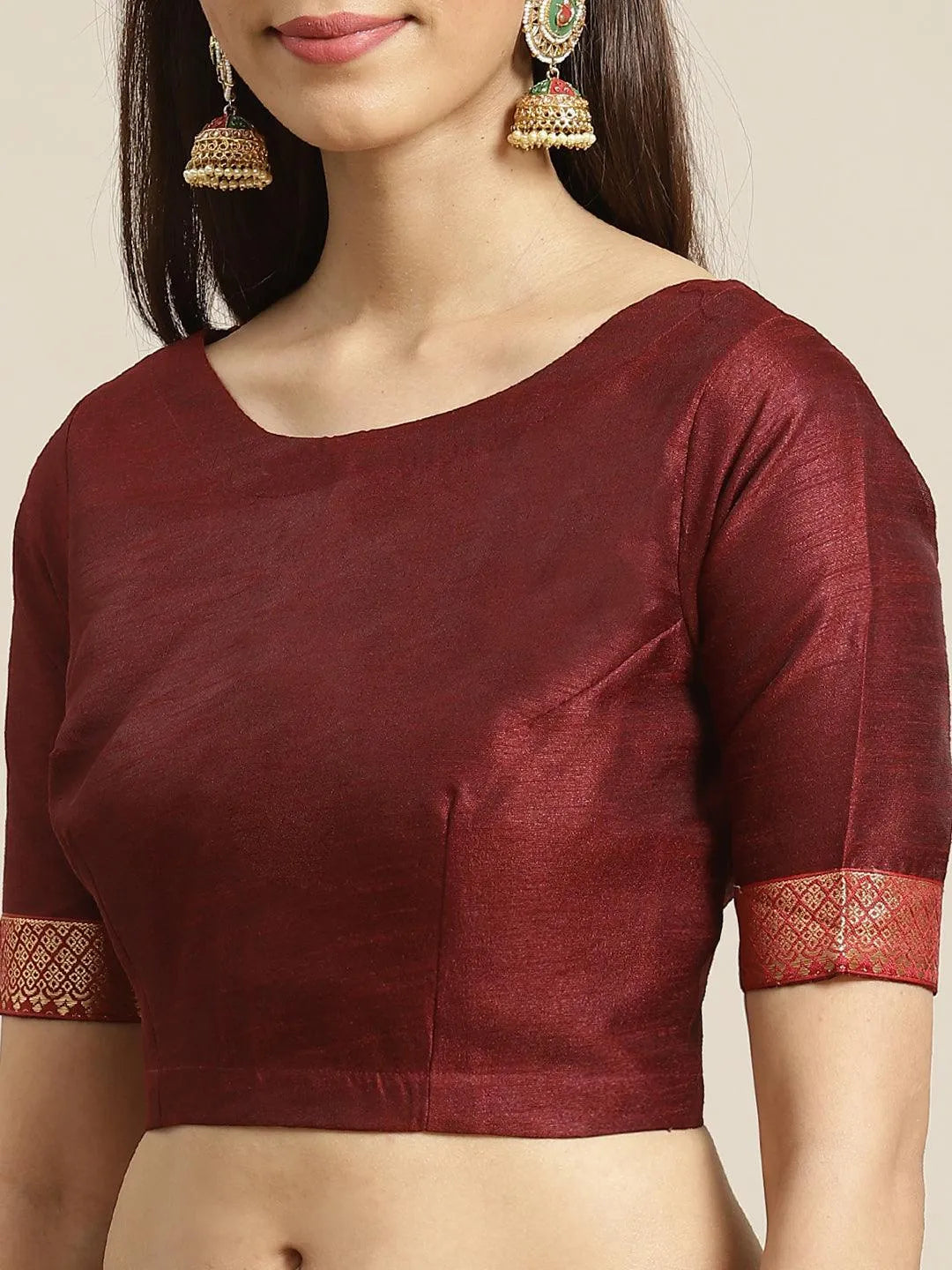 Maroon Printed Chiffon Saree - Libas