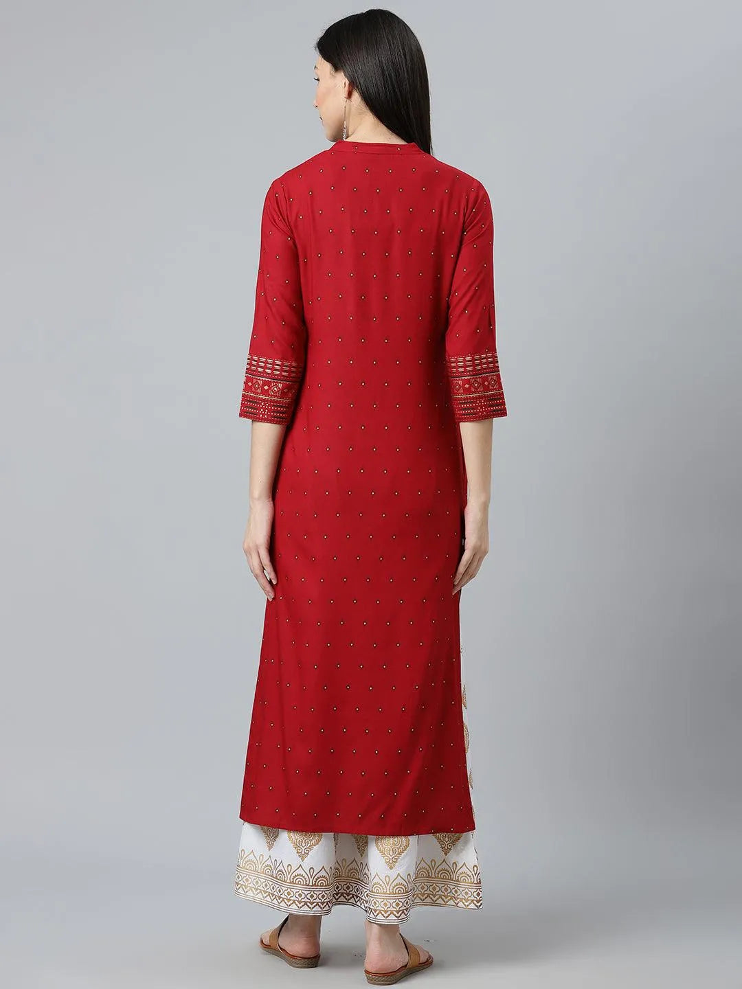 Maroon Printed Rayon Kurta - Libas