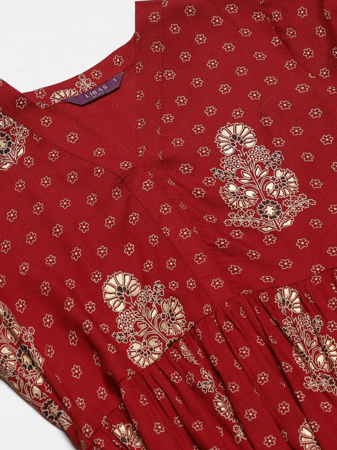 Maroon Printed Rayon Kurti - Libas