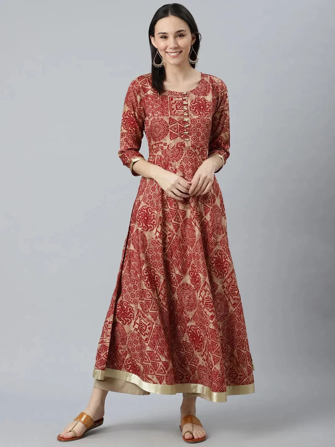 

Buy Maroon Printed Silk Kurta - 22055- | Libas Ethnic Wear Online