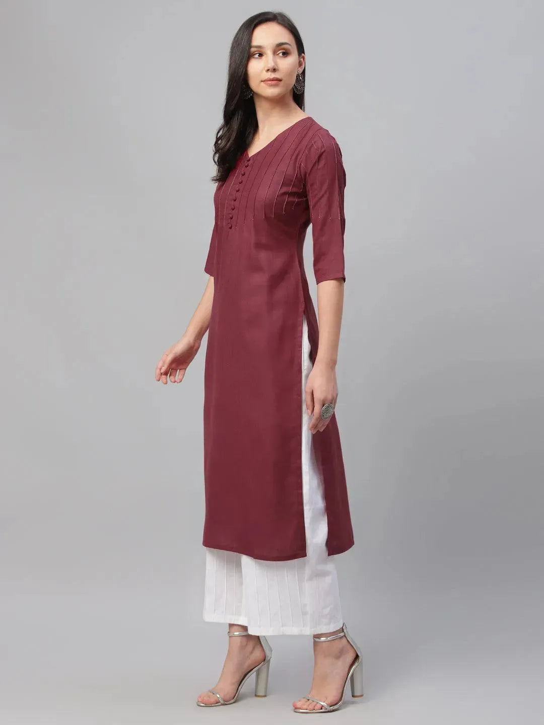 

Buy Maroon Solid Cotton Kurta - 9177F- | Libas Ethnic Wear Online