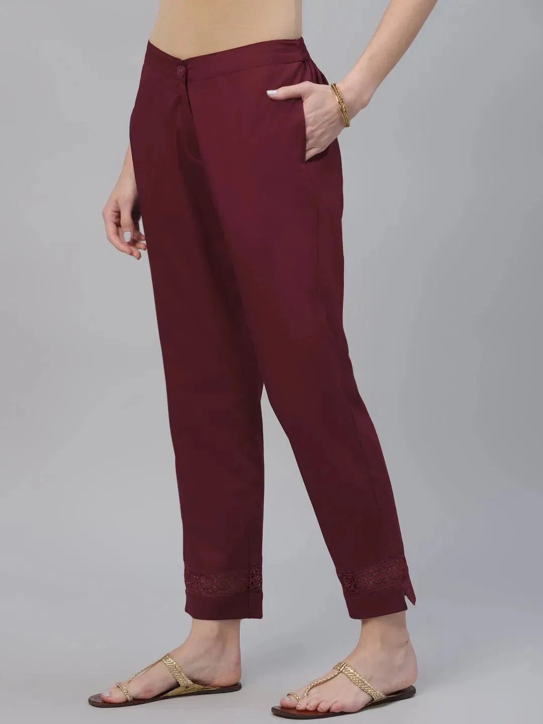 

Buy Maroon Solid Cotton Trousers - PL806-XL | Libas Ethnic Wear Online