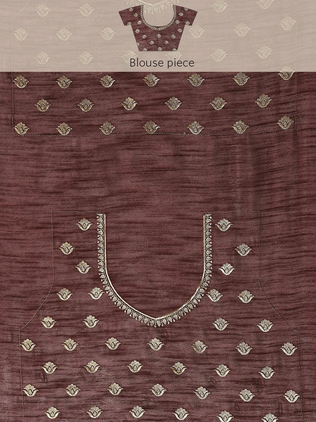 Maroon Solid Silk Blend Saree - Libas 