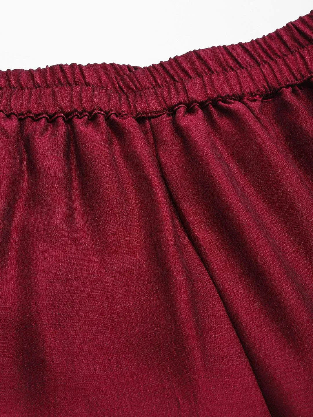 Maroon Solid Silk Palazzos - Libas