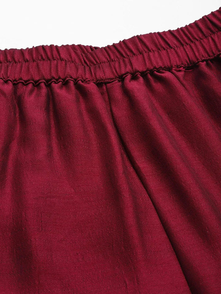 Maroon Solid Silk Palazzos - Libas