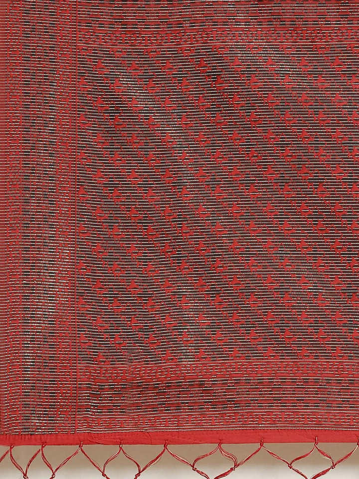 Maroon Woven Design Brocade Saree - Libas