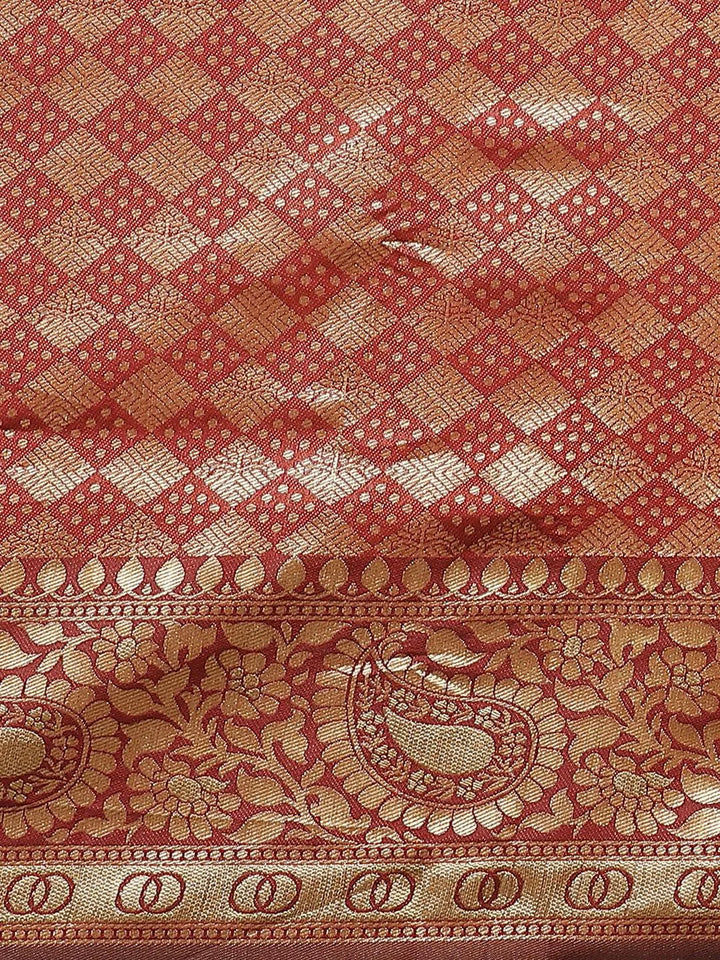 Maroon Woven Design Brocade Saree - Libas