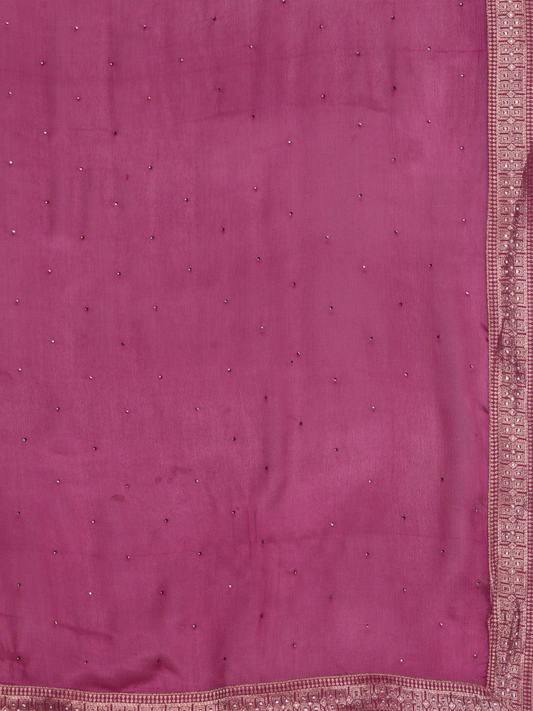 Maroon Woven Design Silk Blend Straight Kurta With Trousers & Dupatta - Libas