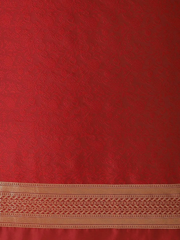 Maroon Woven Design Silk Saree - Libas