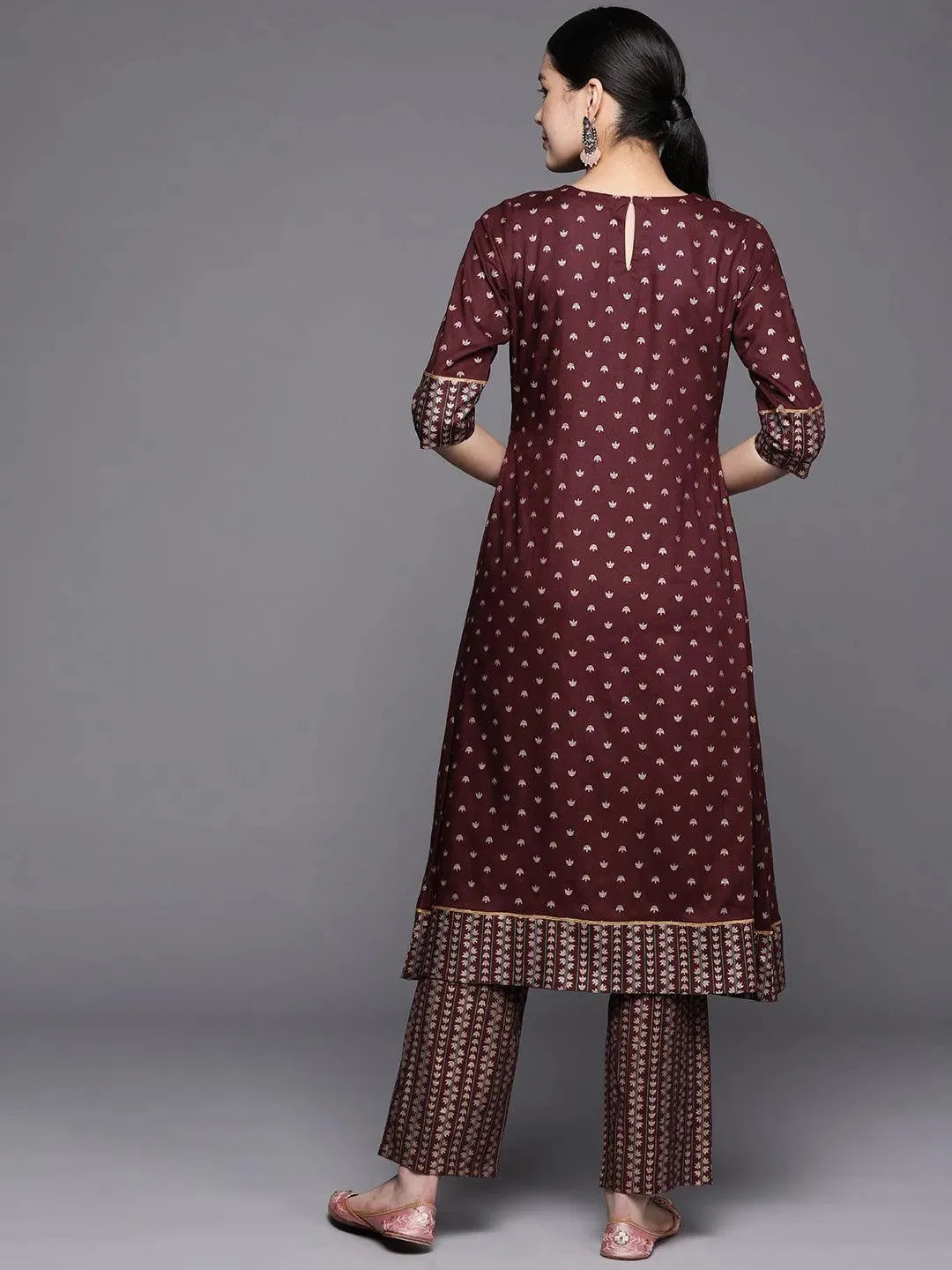 

Maroon Yoke Design Rayon A-Line Kurta