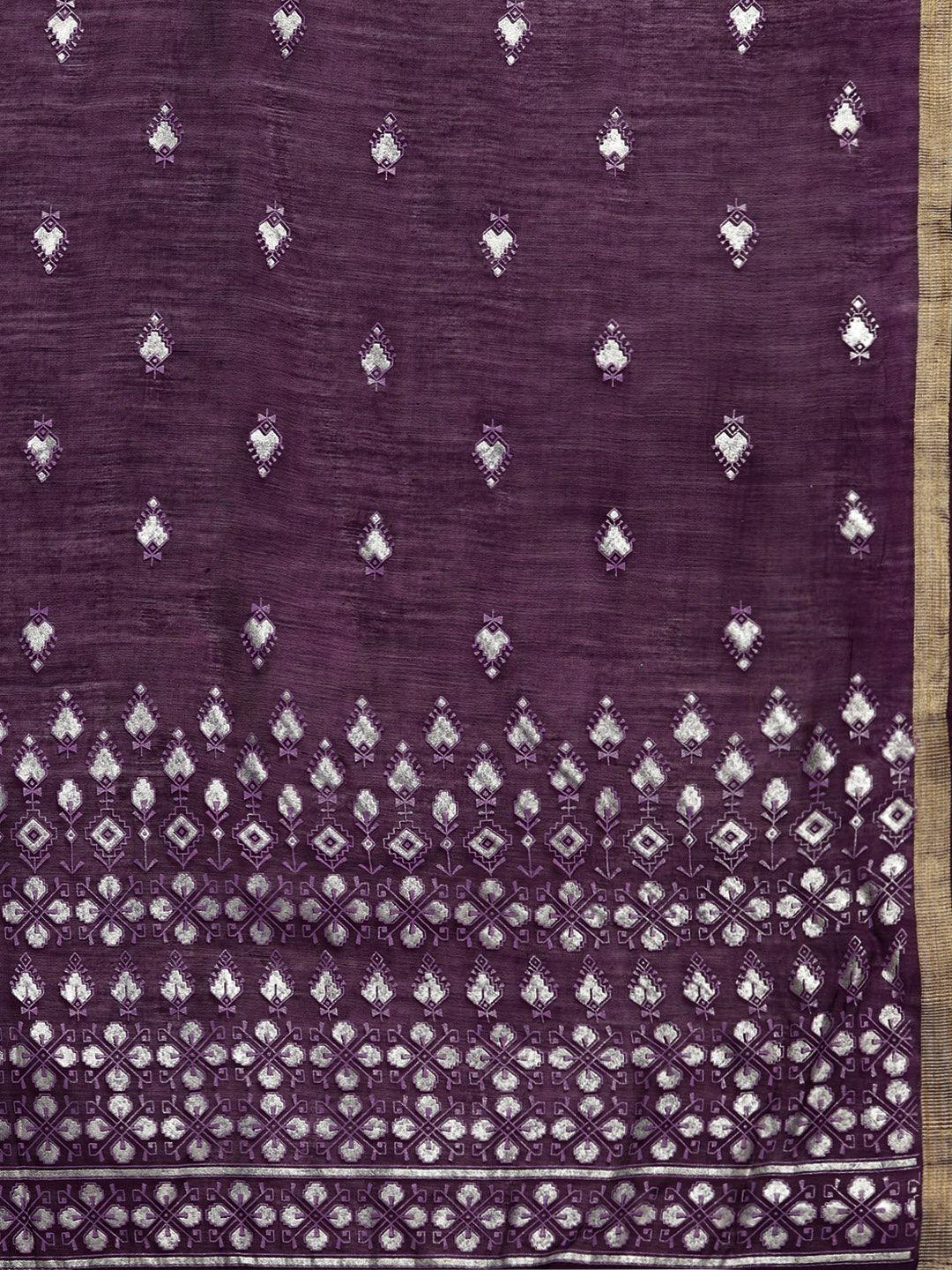 Mauve Solid Silk Blend Straight Kurta With Palazzos & Dupatta - Libas 