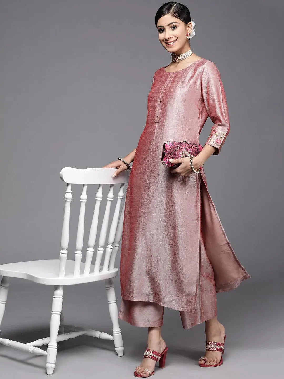 

Mauve Solid Silk Palazzos