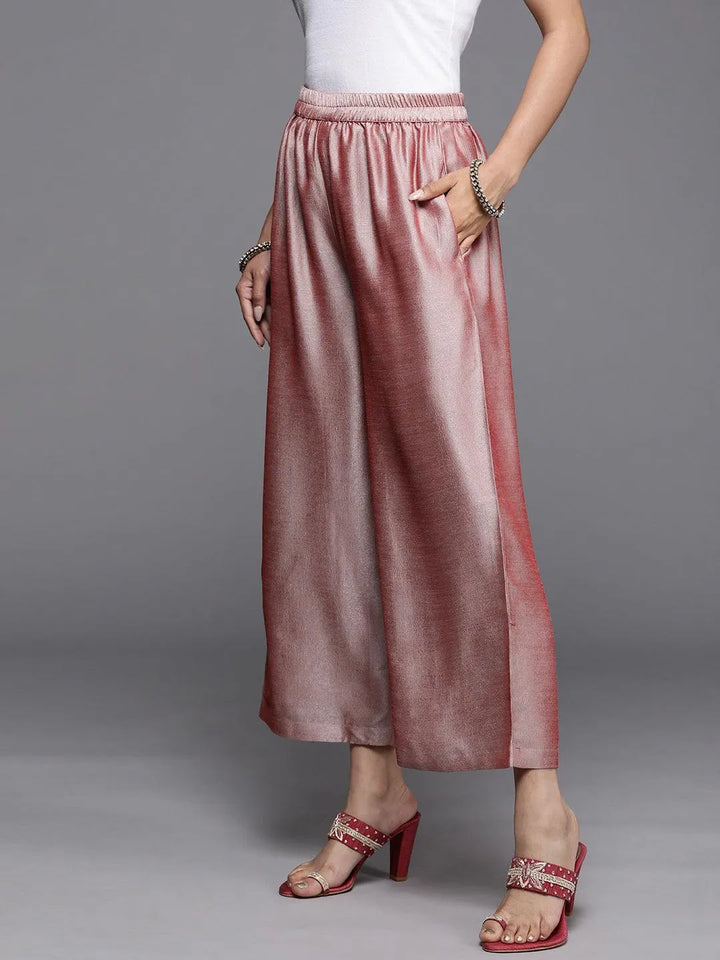 Mauve Solid Silk Palazzos - Libas