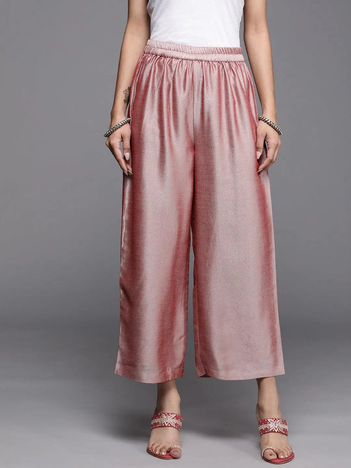 Mauve Solid Silk Palazzos - Libas