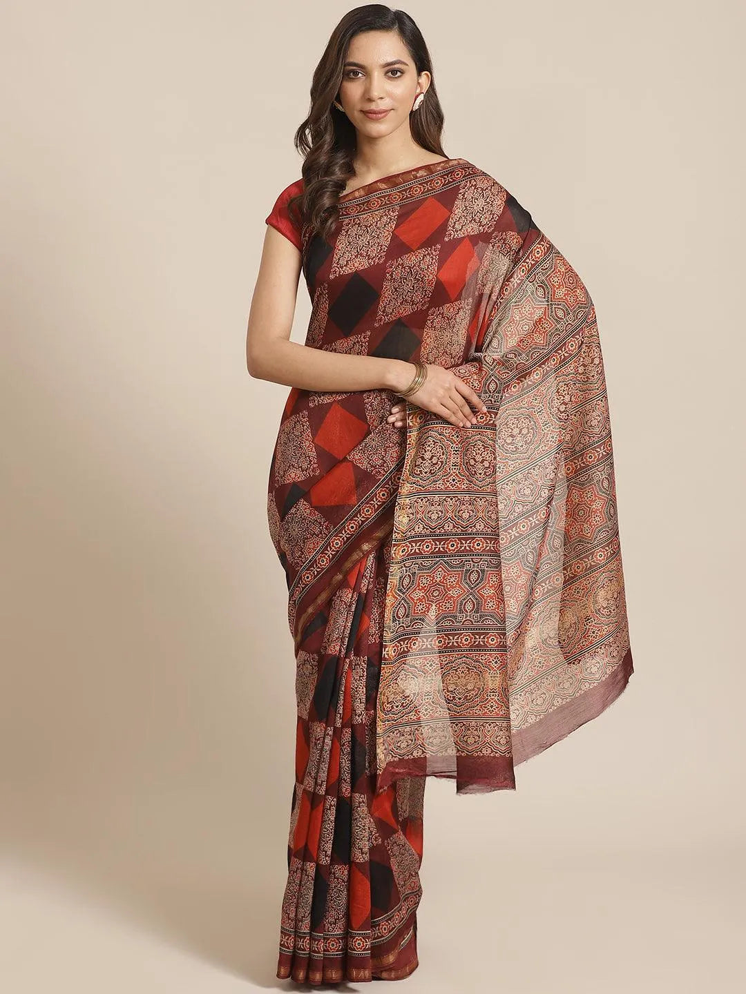 Multicoloured Chanderi Silk Saree - Libas