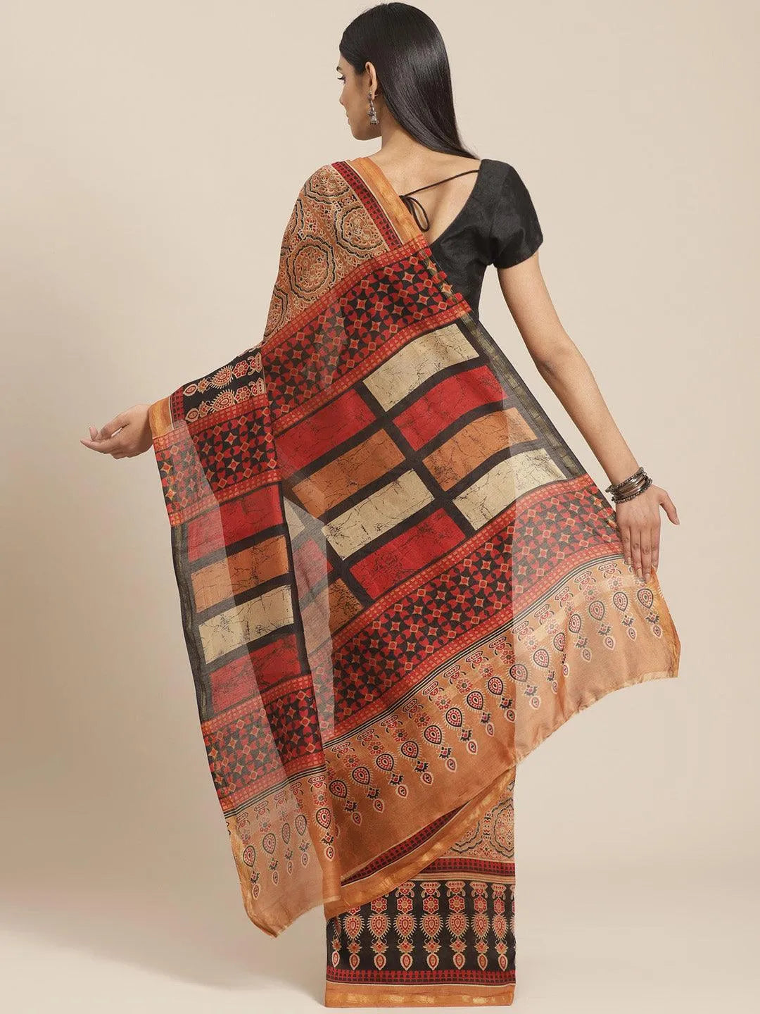 Multicoloured Chanderi Silk Saree - Libas 