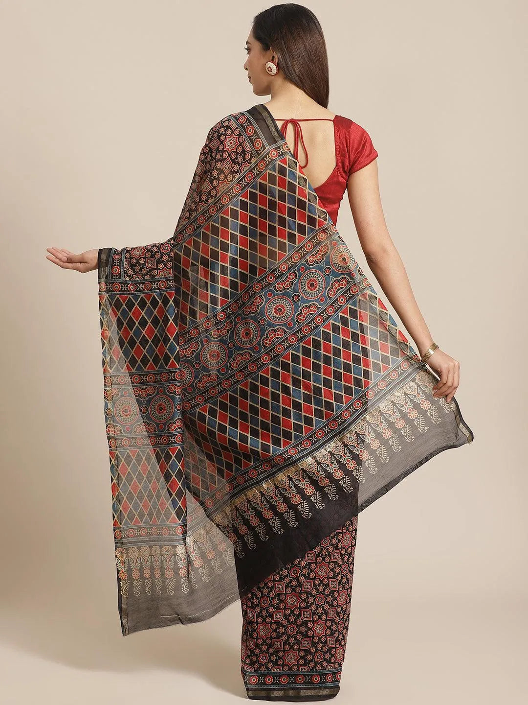 Multicoloured Chanderi Silk Saree - Libas 