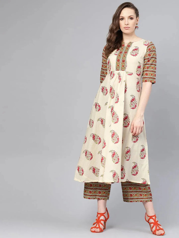 Multicoloured Printed Cotton Kurta Set - Libas