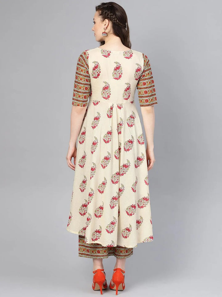 Multicoloured Printed Cotton Kurta Set - Libas