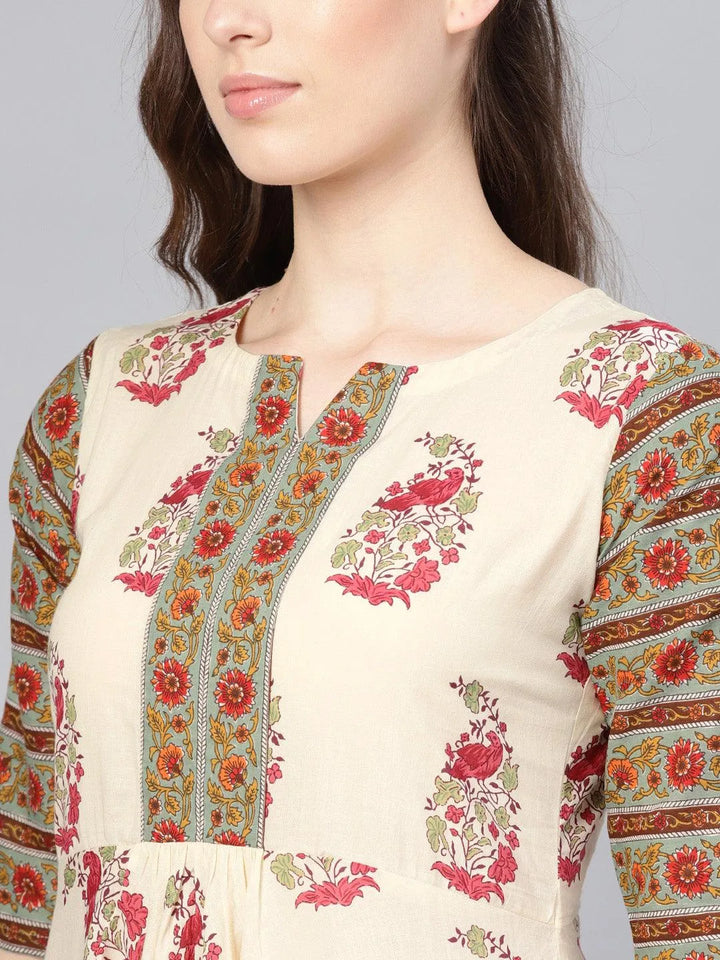 Multicoloured Printed Cotton Kurta Set - Libas