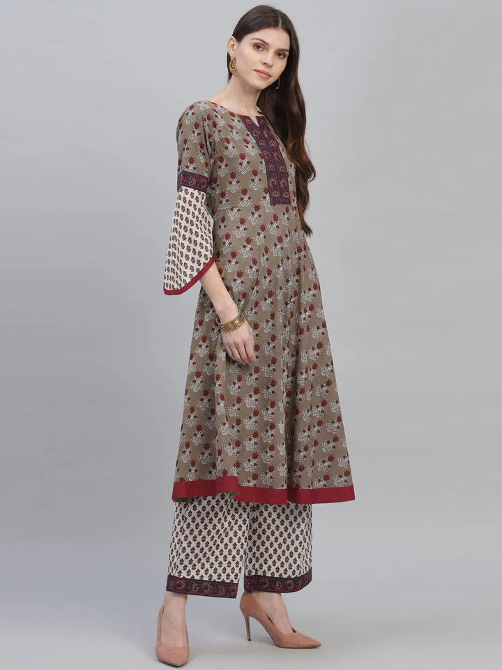 Multicoloured Printed Cotton Suit Set - Libas