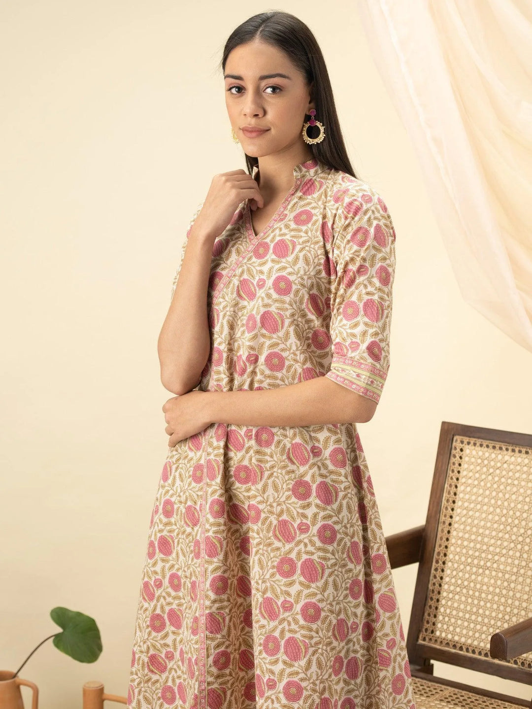 Multicoloured Printed Cotton Dress - Libas