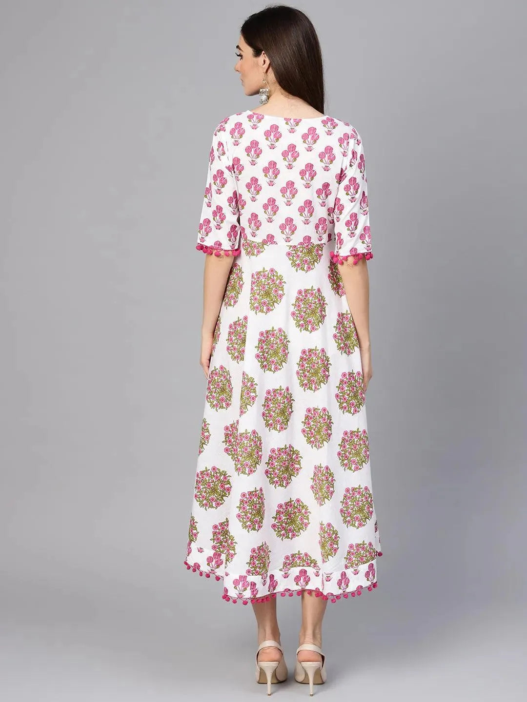 Multicoloured Printed Cotton Dress - Libas