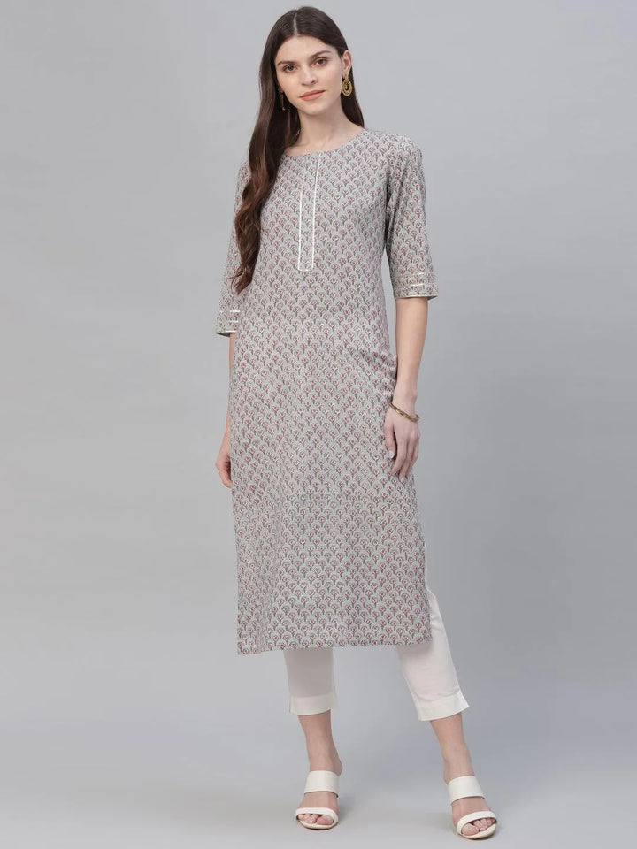 Multicoloured Printed Cotton Kurta - Libas