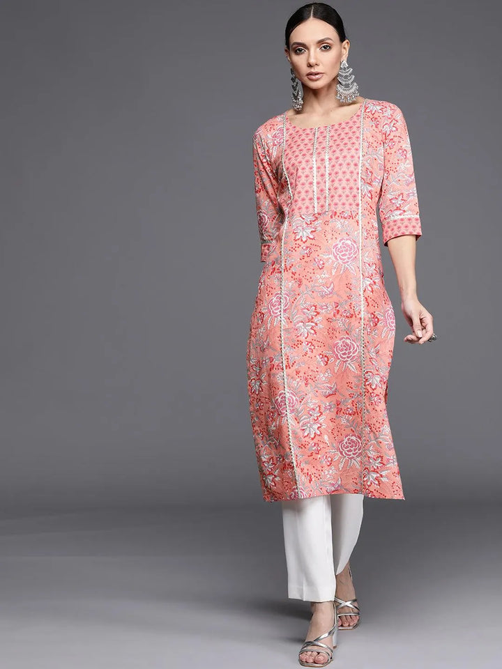 Multicoloured Printed Cotton Kurta - Libas