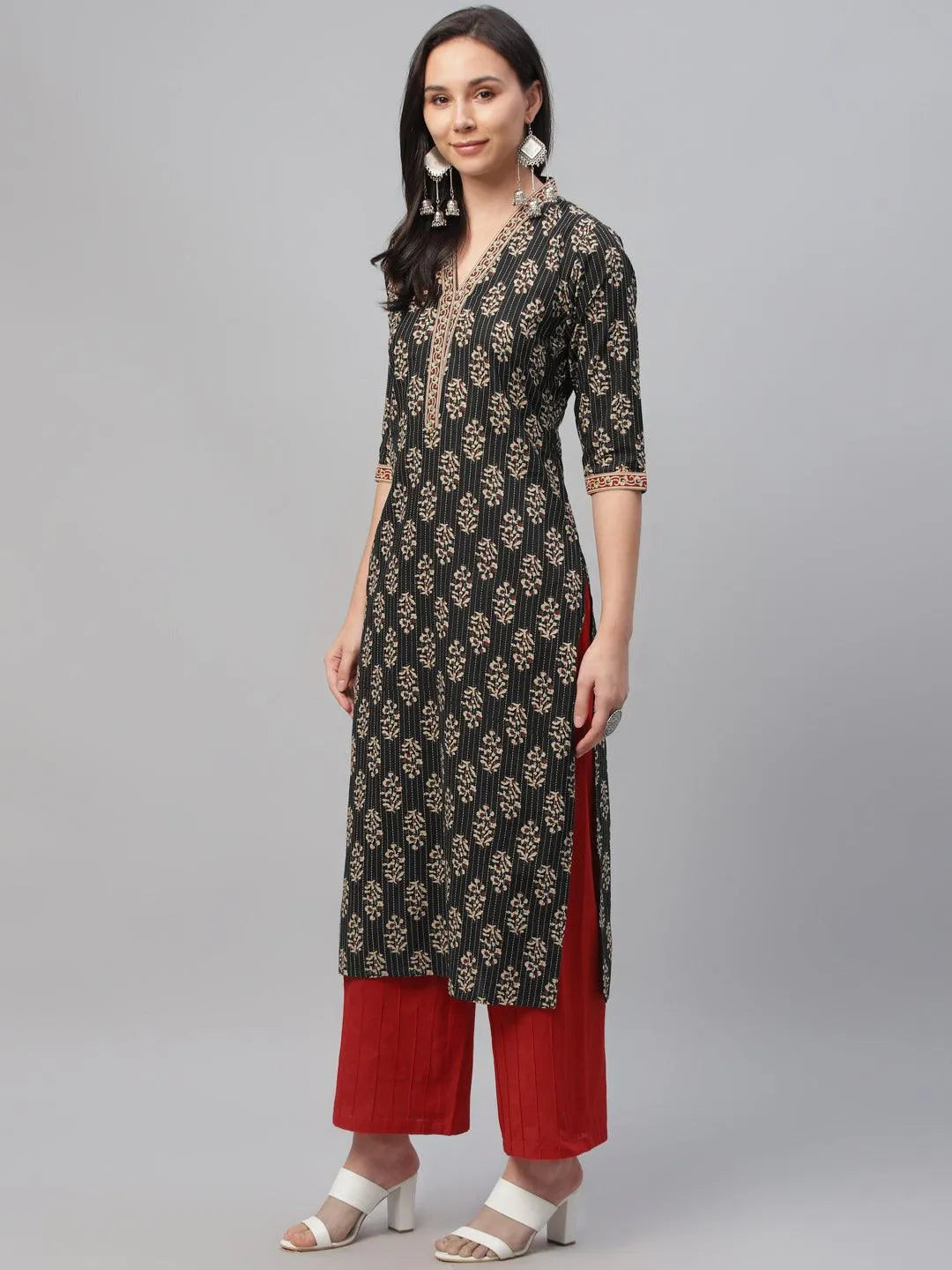 Multicoloured Printed Cotton Kurta - Libas 