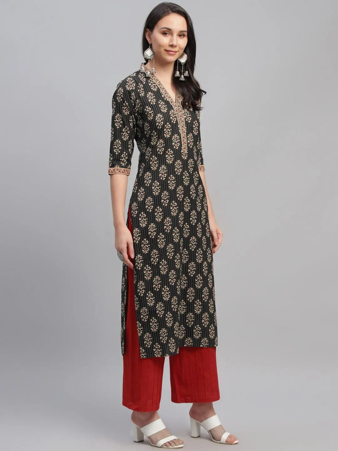 Multicoloured Printed Cotton Kurta - Libas 