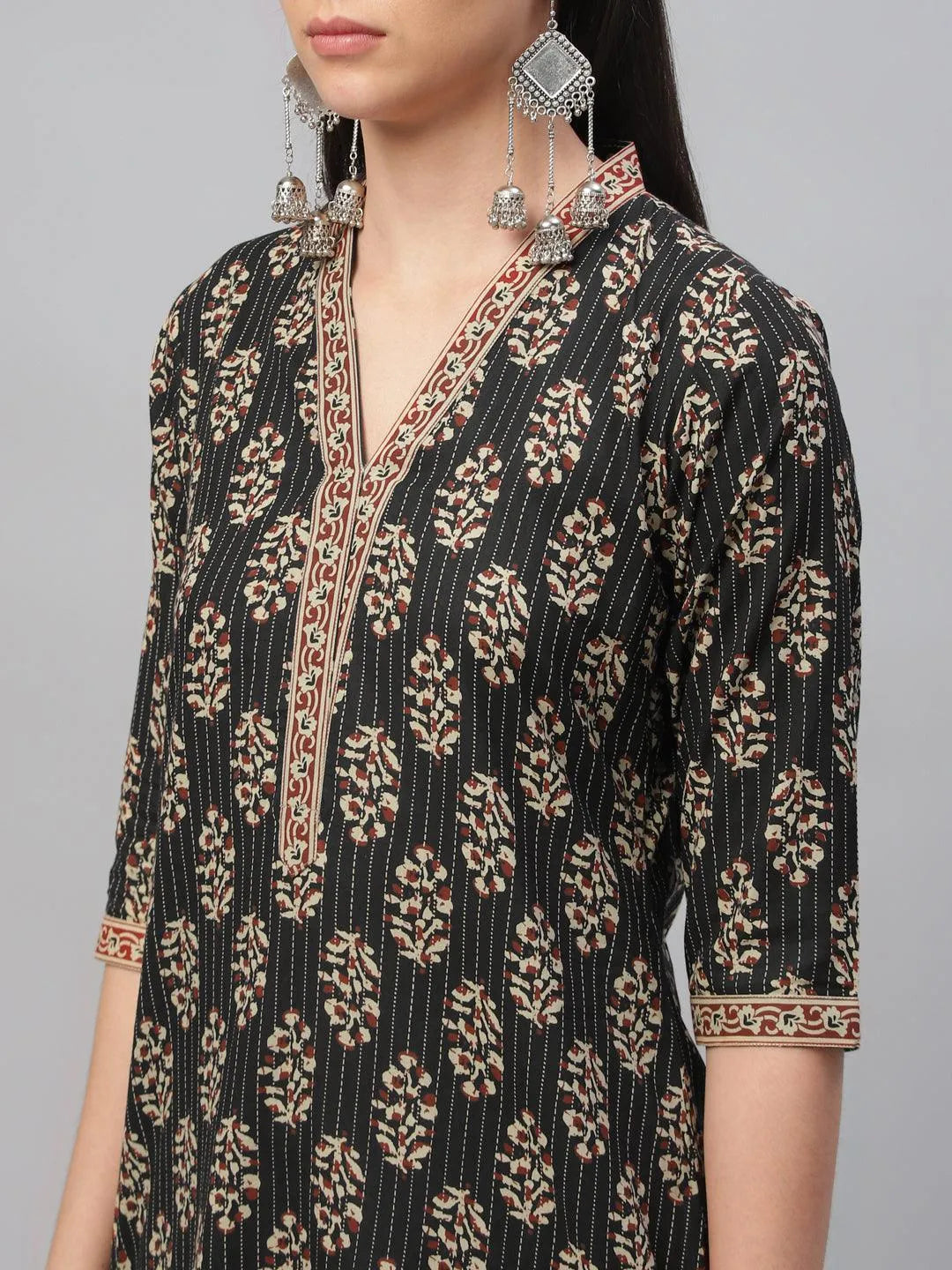 Multicoloured Printed Cotton Kurta - Libas