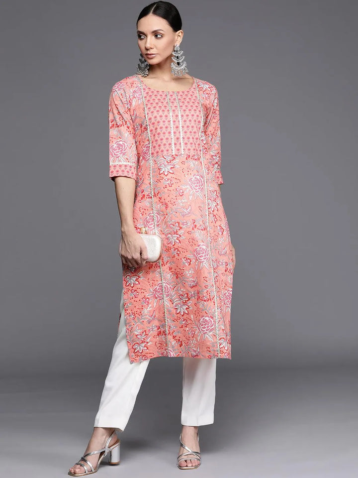 Multicoloured Printed Cotton Kurta - Libas