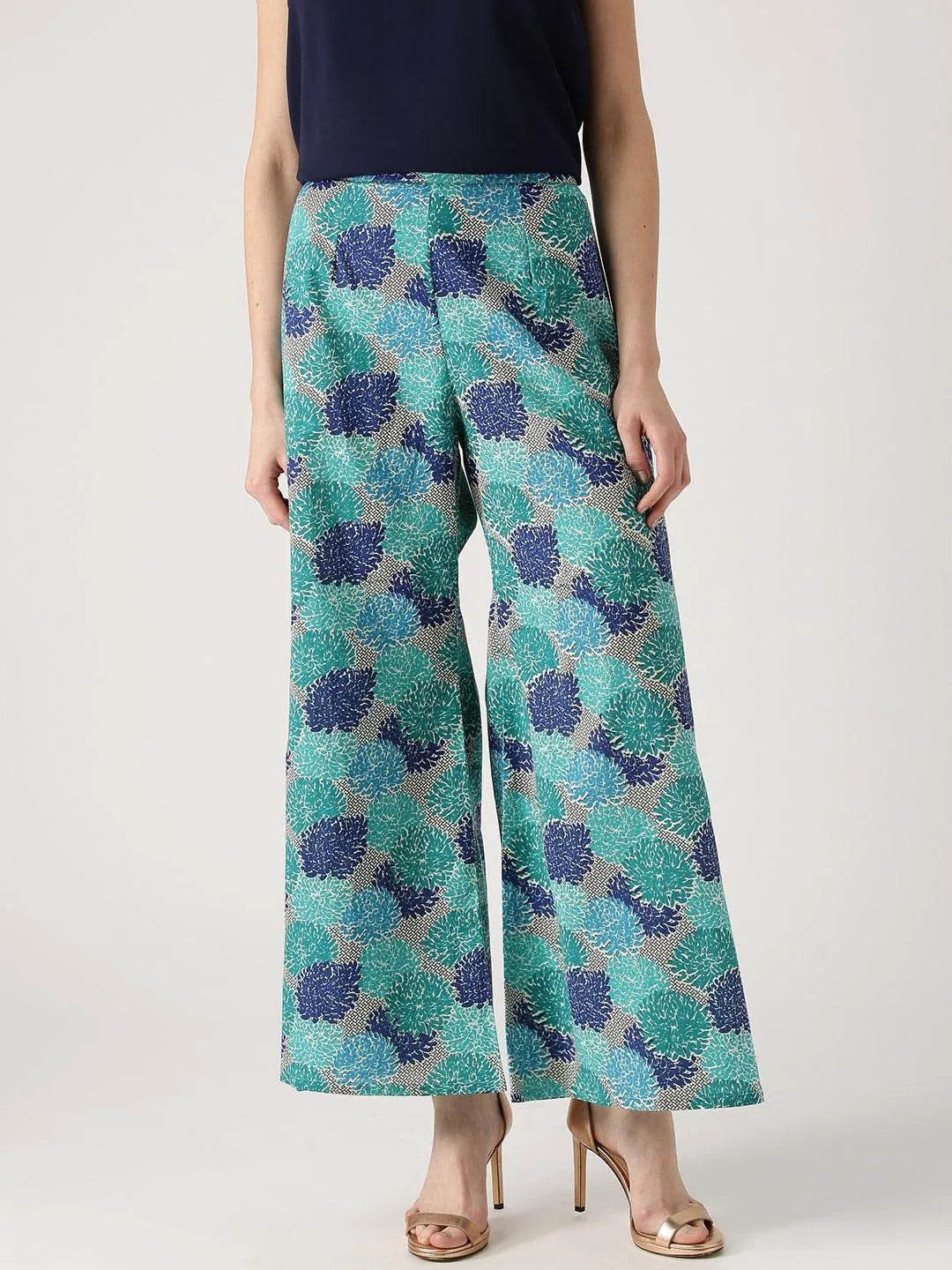 Multicoloured Printed Cotton Palazzos - Libas 