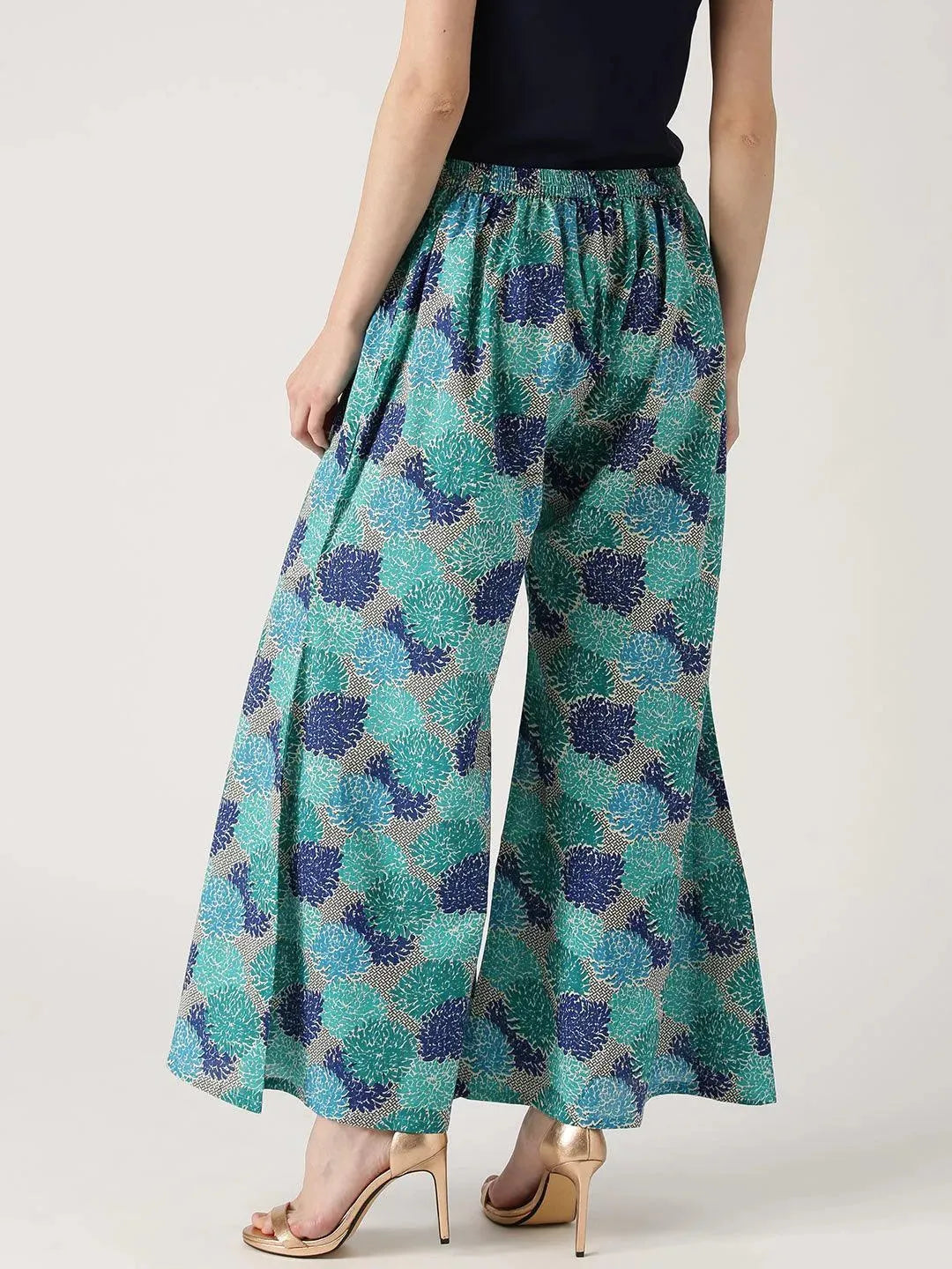 Multicoloured Printed Cotton Palazzos - Libas 