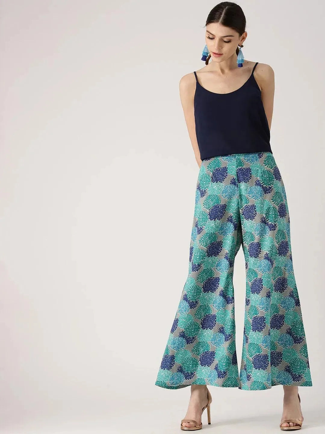 Multicoloured Printed Cotton Palazzos - Libas