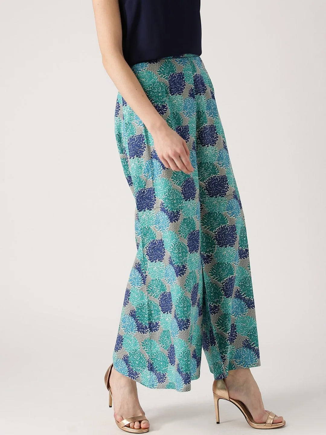 Multicoloured Printed Cotton Palazzos - Libas