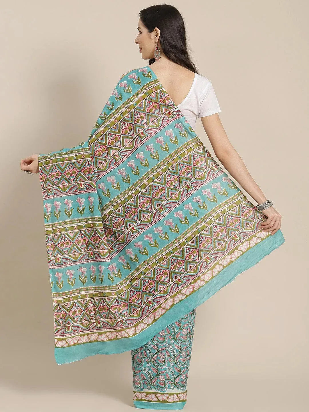 

Multicoloured Printed Cotton Saree