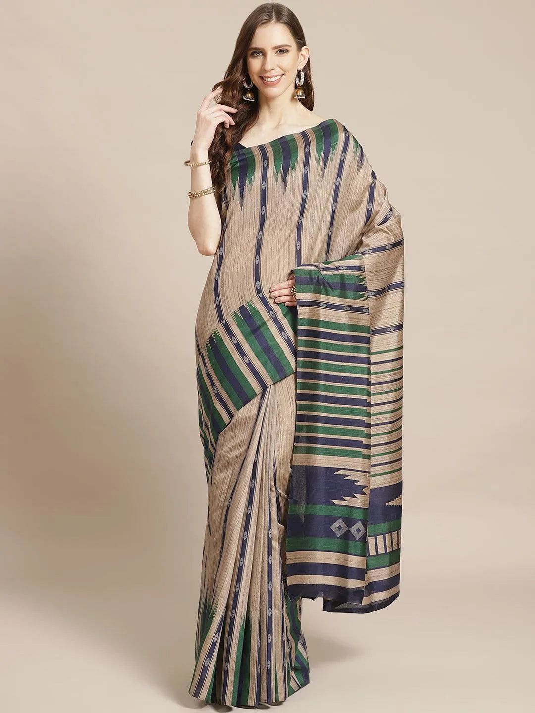 Multicoloured Printed Cotton Silk Saree - Libas