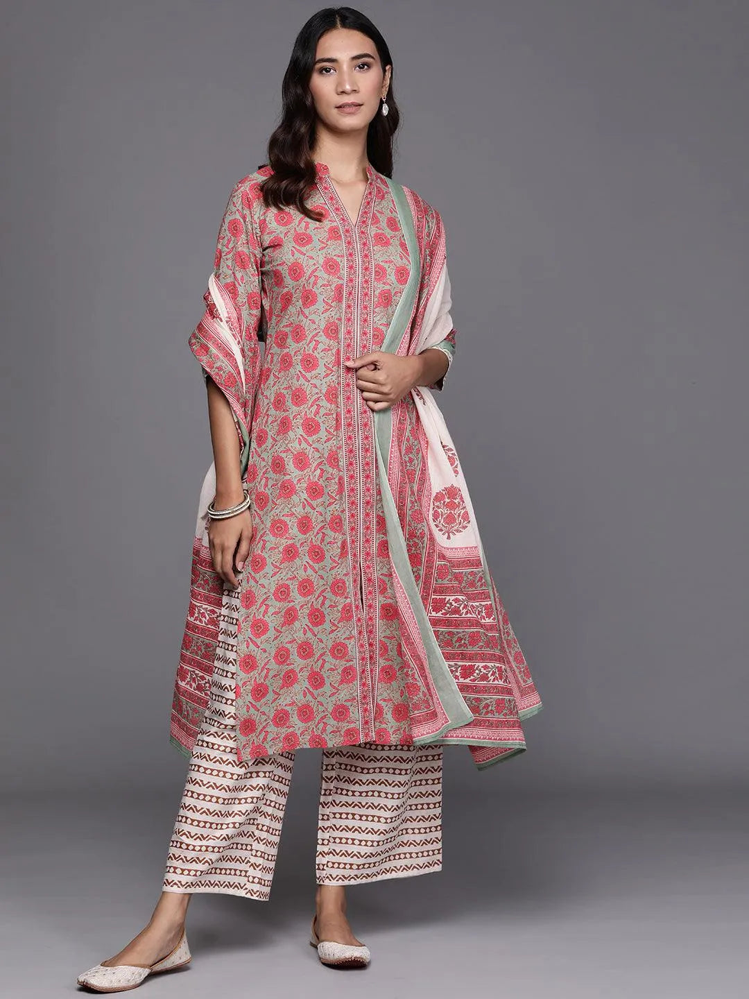 Multicoloured Printed Cotton Suit Set - Libas