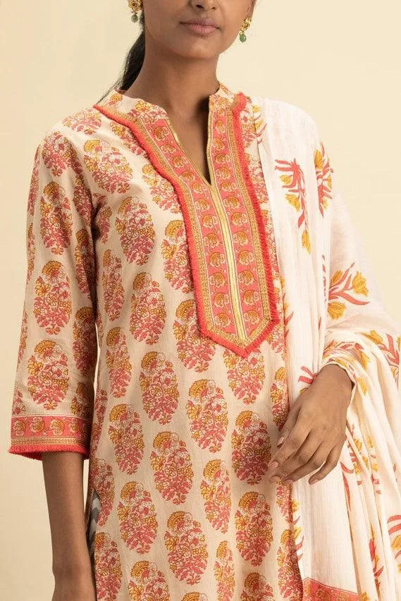 Multicoloured Printed Cotton Suit Set - Libas