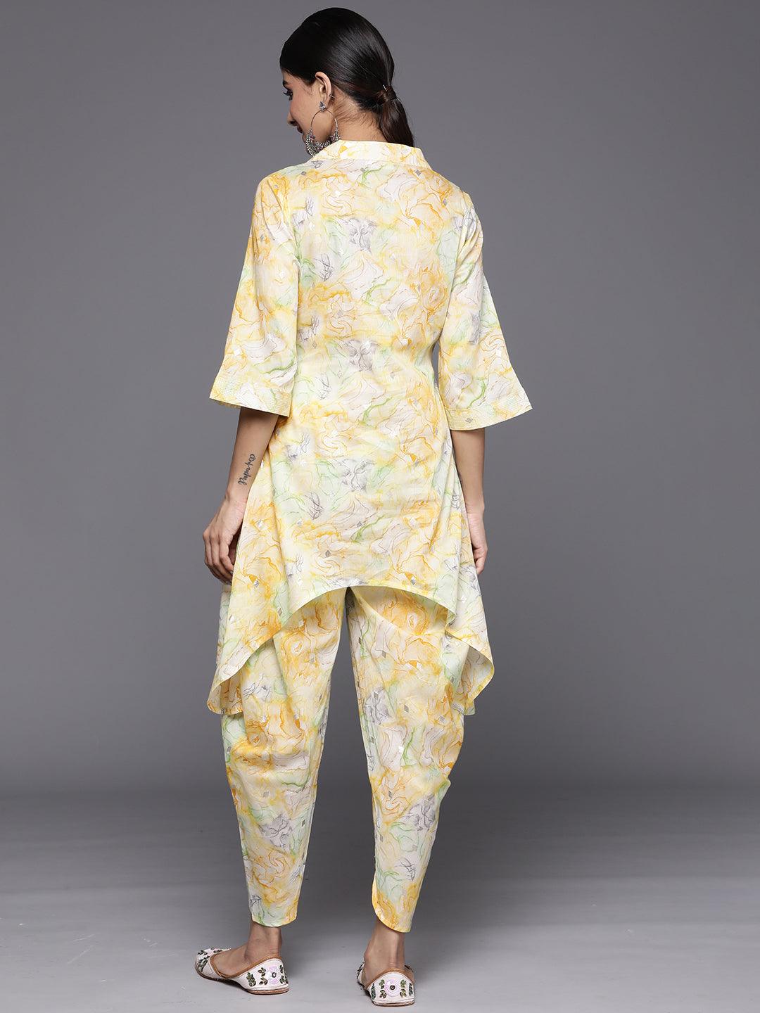 Multicoloured Printed Cotton Tunic Shirt With Trousers