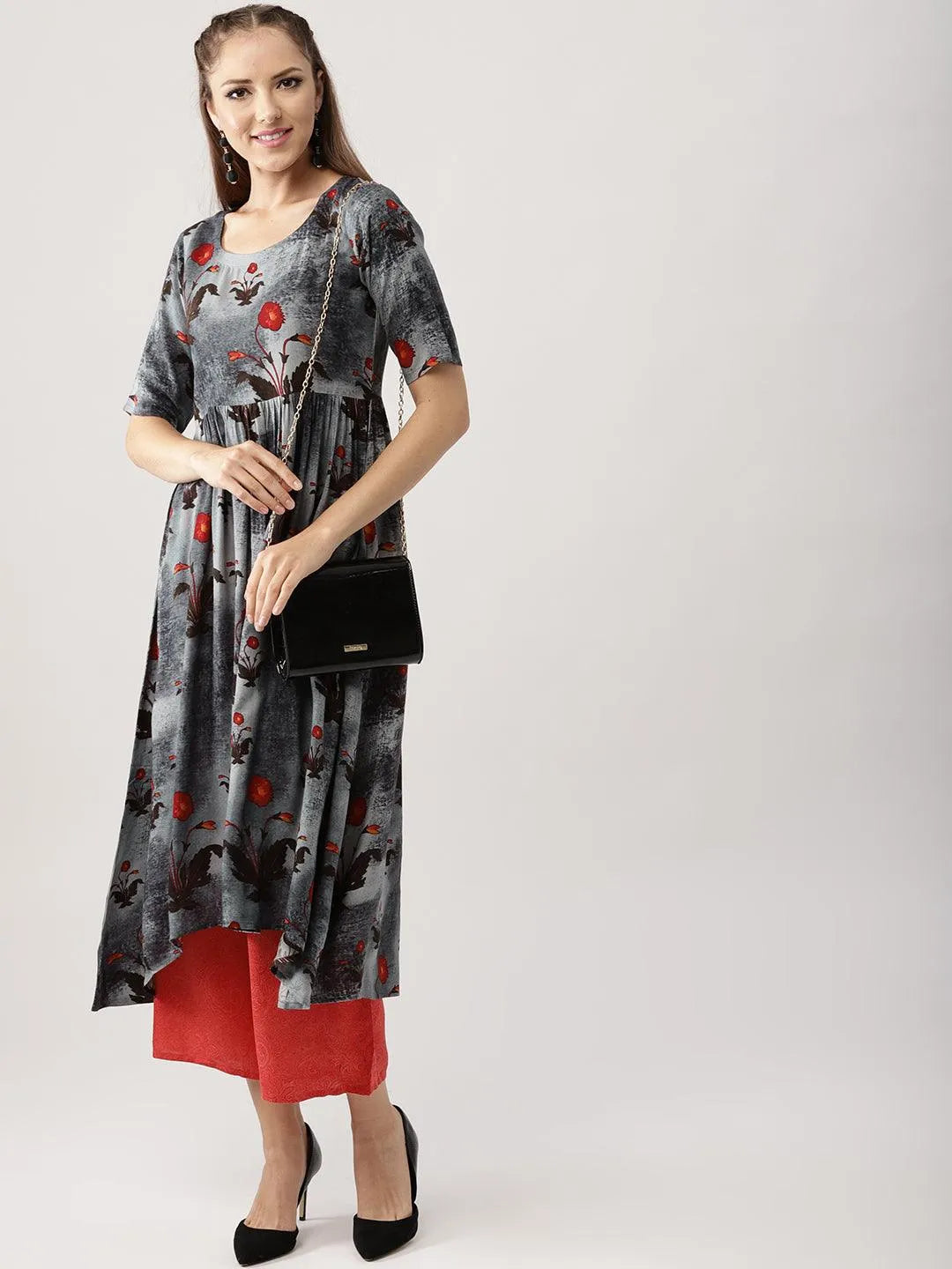 Multicoloured Printed Rayon Kurta Set - Libas