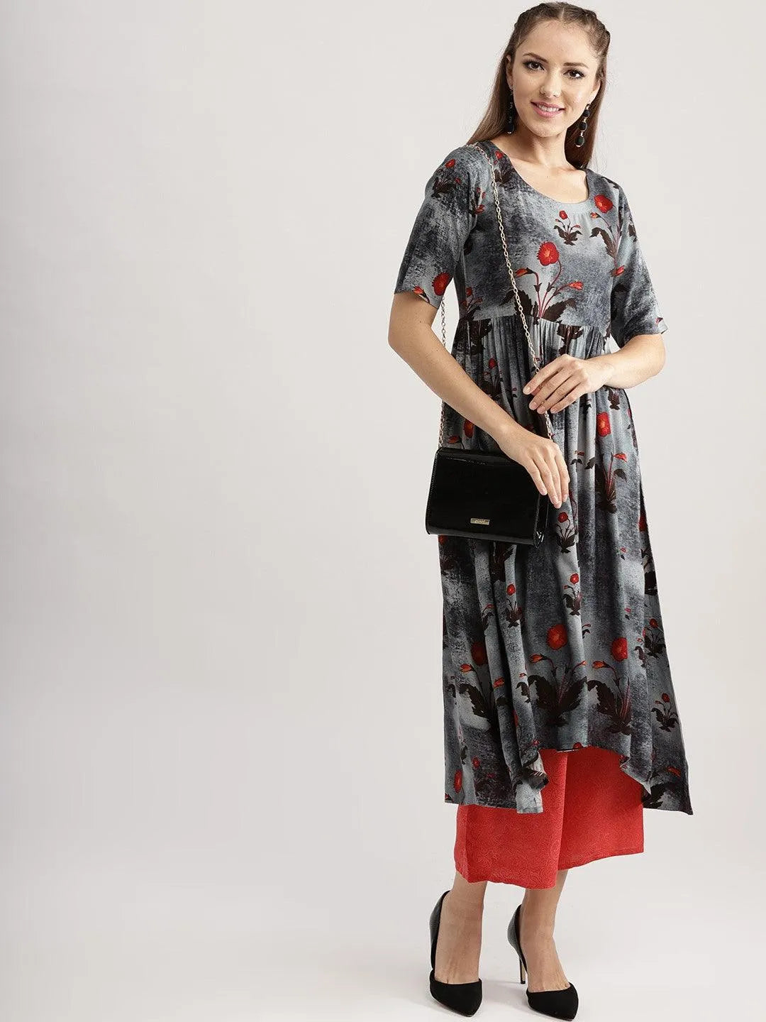 Multicoloured Printed Rayon Kurta Set - Libas